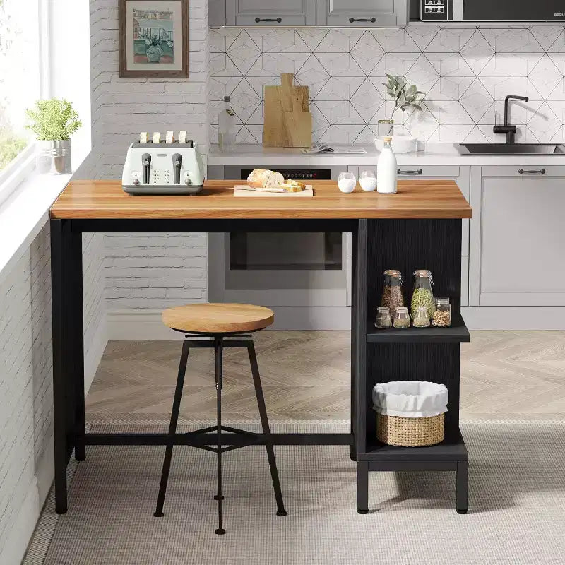 43 Kitchen Island, Dining Island with 5 Open Shelves