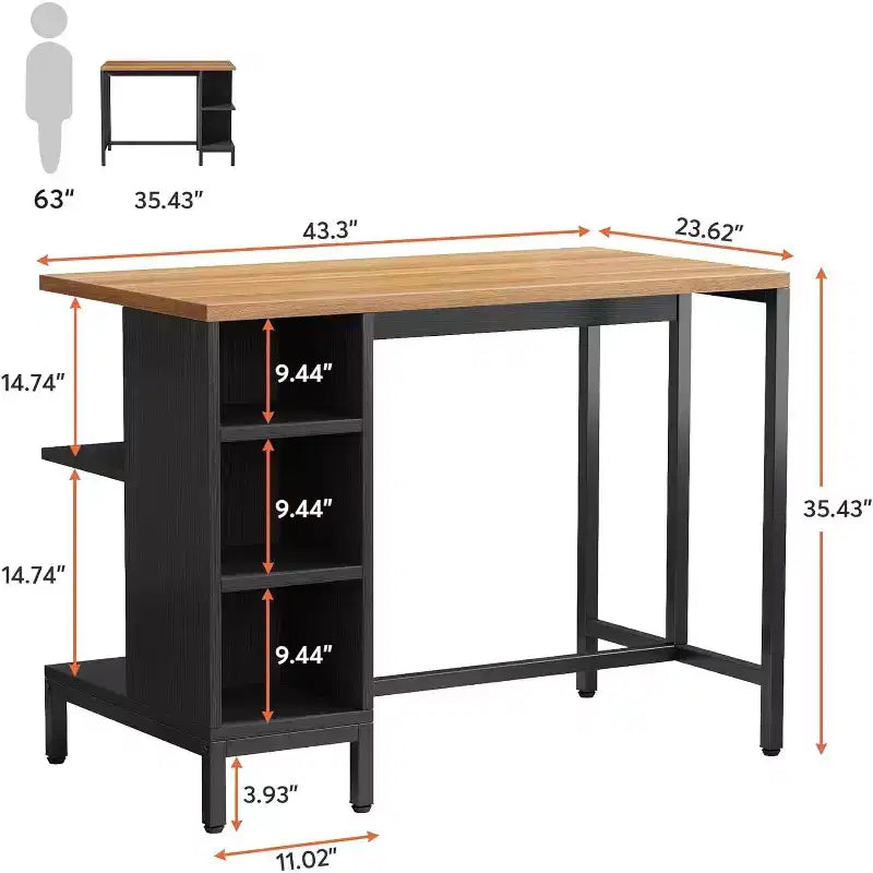 43 Kitchen Island, Dining Island with 5 Open Shelves