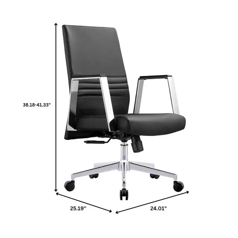 Modern Leather Office Chair - Swivel & Tilt Ergonomic Desk Chair with Iron Frame - Home Office