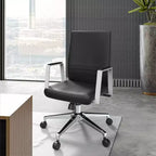 Moderne leren bureaustoel - draaibaar en kantelbaar ergonomisch bureauchair met ijzeren frame - thuiskantoor