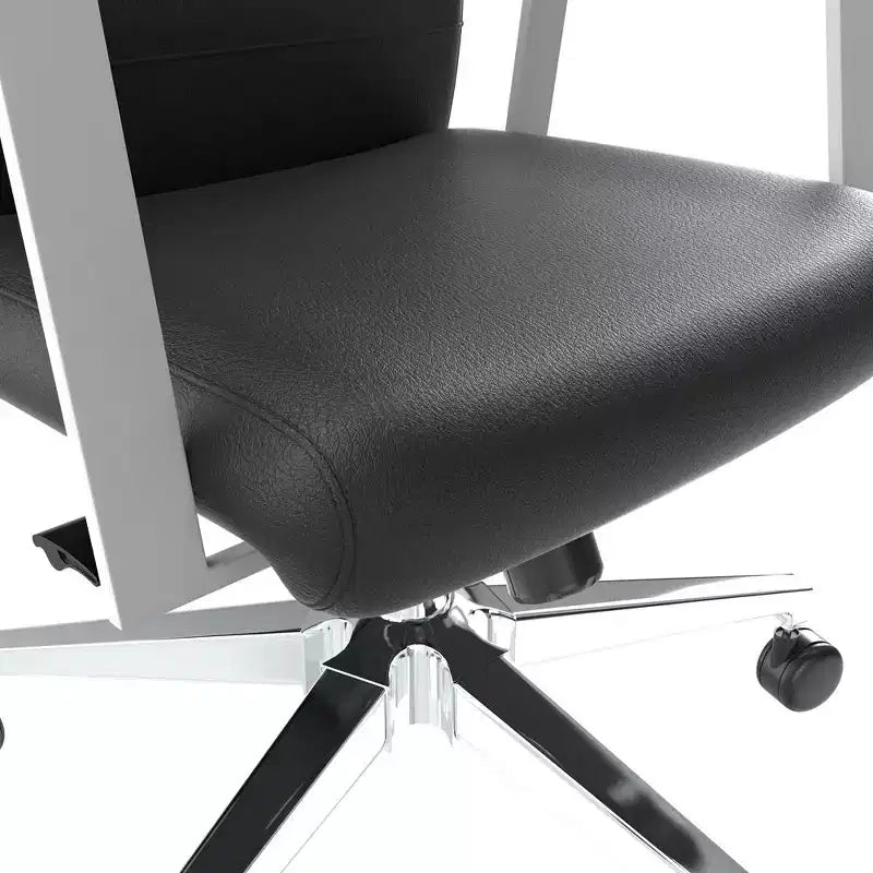 Modern Leather Office Chair - Swivel & Tilt Ergonomic Desk Chair with Iron Frame - Home Office
