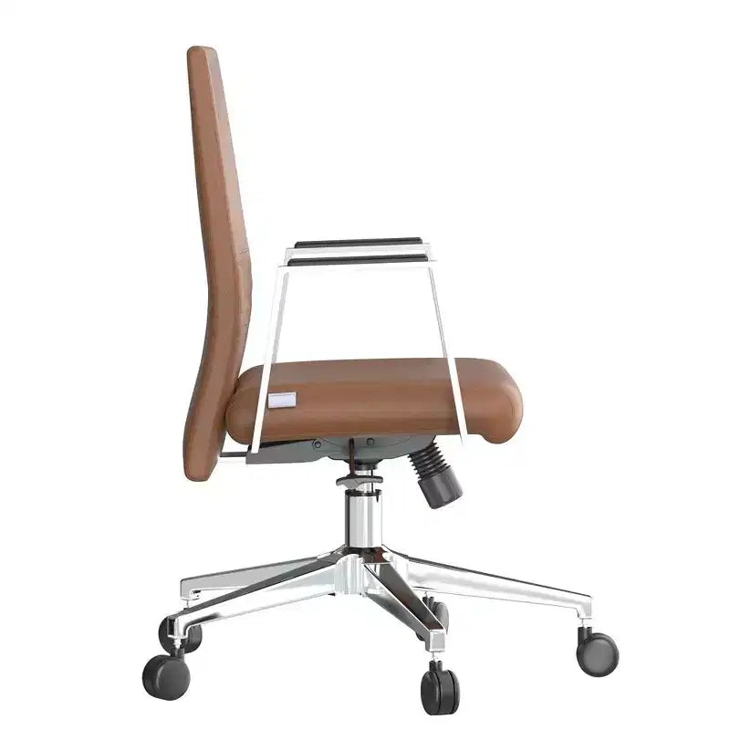Modern Leather Office Chair - Swivel & Tilt Ergonomic Desk Chair with Iron Frame - Home Office