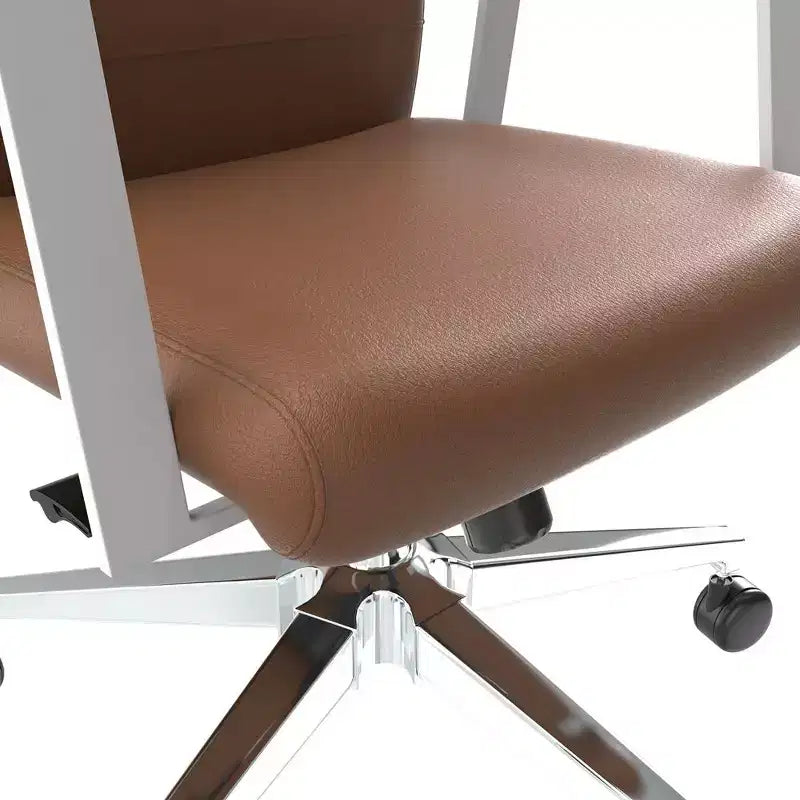 Modern Leather Office Chair - Swivel & Tilt Ergonomic Desk Chair with Iron Frame - Home Office