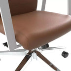 Moderne leren bureaustoel - draaibaar en kantelbaar ergonomisch bureauchair met ijzeren frame - thuiskantoor