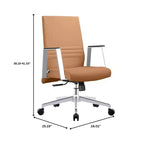 Moderne leren bureaustoel - draaibaar en kantelbaar ergonomisch bureauchair met ijzeren frame - thuiskantoor