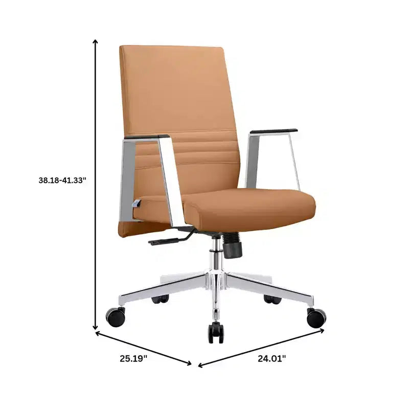 Modern Leather Office Chair - Swivel & Tilt Ergonomic Desk Chair with Iron Frame - Home Office
