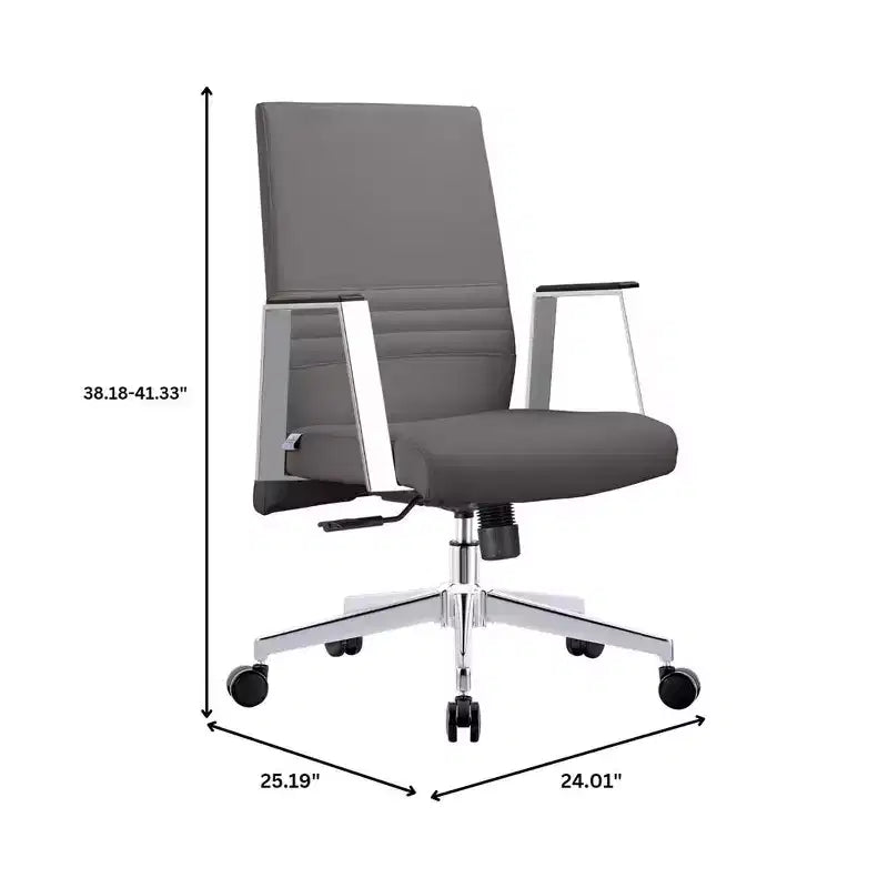 Modern Leather Office Chair - Swivel & Tilt Ergonomic Desk Chair with Iron Frame - Home Office