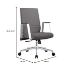 Moderne leren bureaustoel - draaibaar en kantelbaar ergonomisch bureauchair met ijzeren frame - thuiskantoor