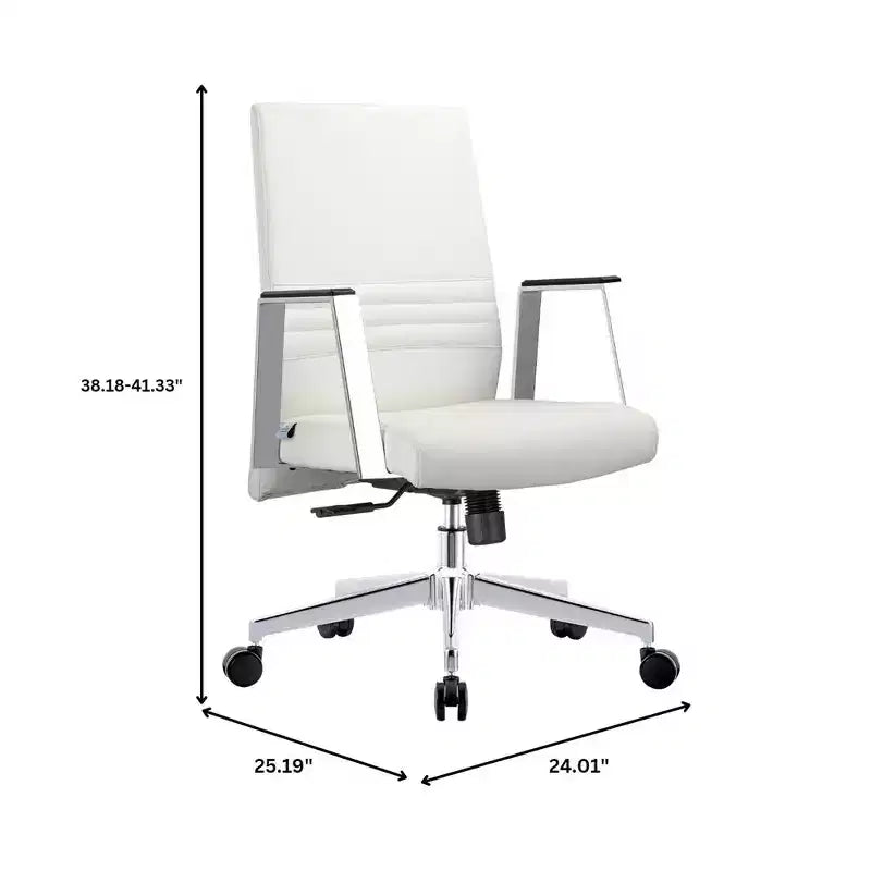 Modern Leather Office Chair - Swivel & Tilt Ergonomic Desk Chair with Iron Frame - Home Office