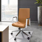 Moderne leren bureaustoel - draaibaar en kantelbaar ergonomisch bureauchair met ijzeren frame - thuiskantoor