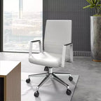 Moderne leren bureaustoel - draaibaar en kantelbaar ergonomisch bureauchair met ijzeren frame - thuiskantoor