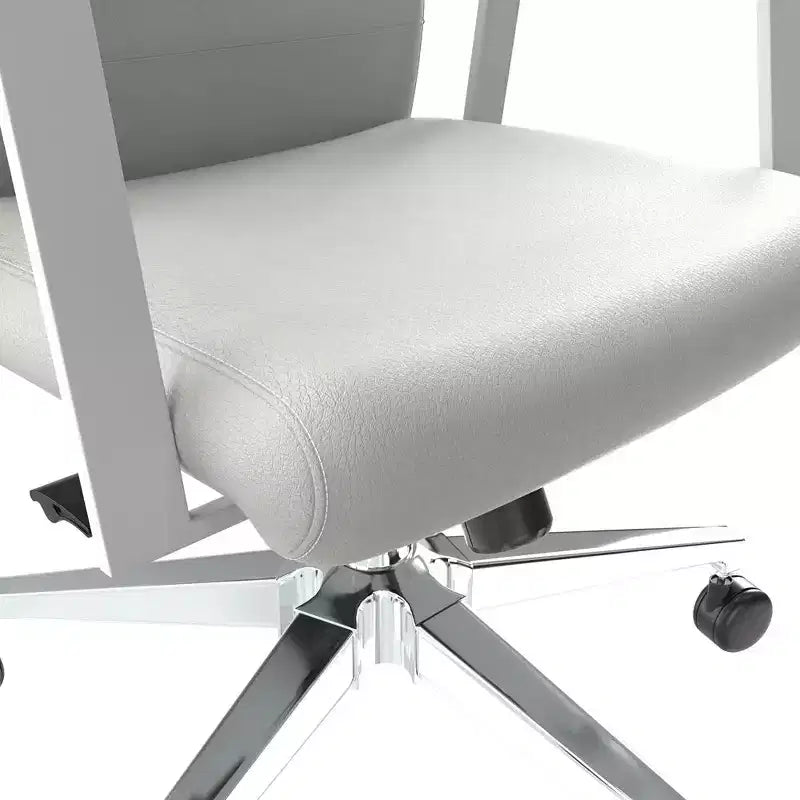 Modern Leather Office Chair - Swivel & Tilt Ergonomic Desk Chair with Iron Frame - Home Office