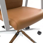 Moderne leren bureaustoel - draaibaar en kantelbaar ergonomisch bureauchair met ijzeren frame - thuiskantoor