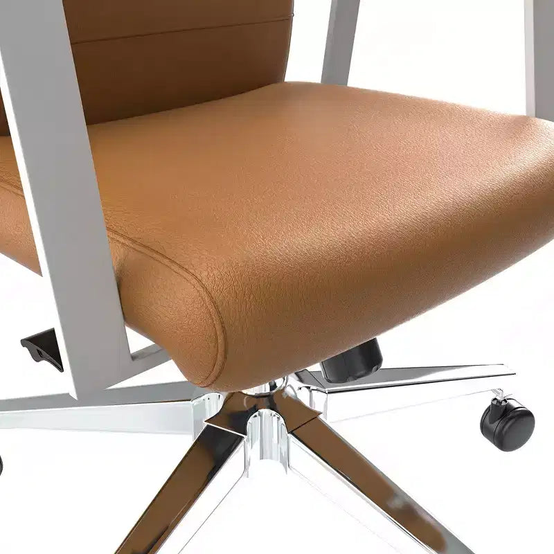 Modern Leather Office Chair - Swivel & Tilt Ergonomic Desk Chair with Iron Frame - Home Office