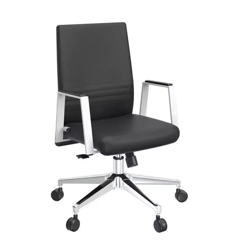 Modern Leather Office Chair - Swivel & Tilt Ergonomic Desk Chair with Iron Frame - Home Office