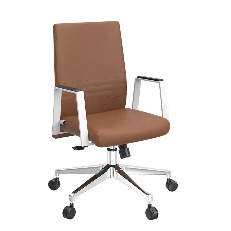 Modern Leather Office Chair - Swivel & Tilt Ergonomic Desk Chair with Iron Frame - Home Office