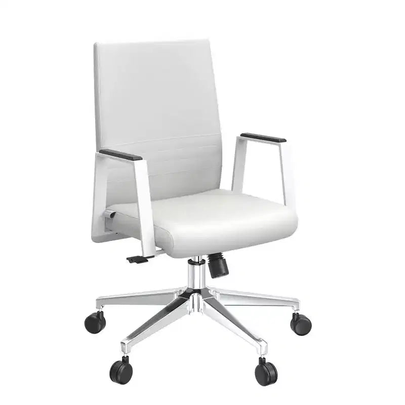 Modern Leather Office Chair - Swivel & Tilt Ergonomic Desk Chair with Iron Frame - Home Office