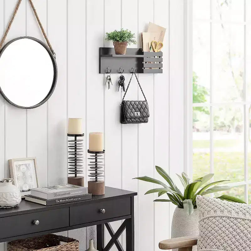 18 Utility Shelf with Pocket and Hanging Hooks - Danya B.