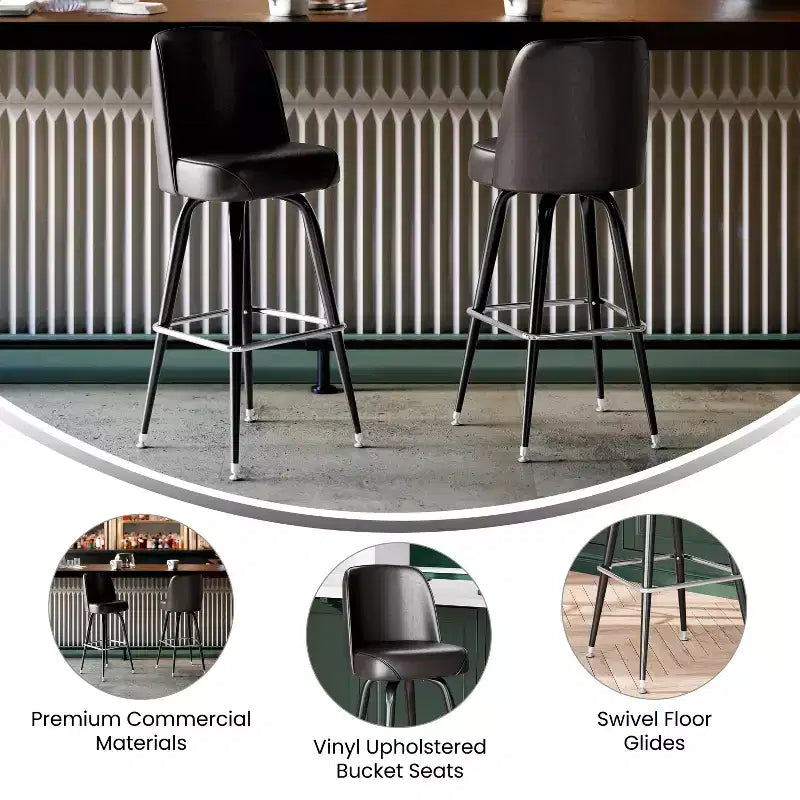 Metal Barstool with Swivel Bucket Seat