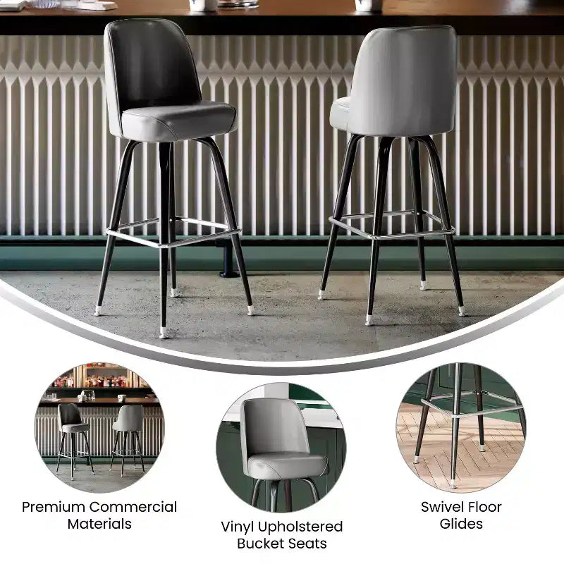 Metal Barstool with Swivel Bucket Seat