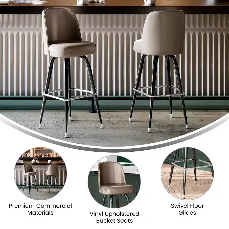 Metal Barstool with Swivel Bucket Seat