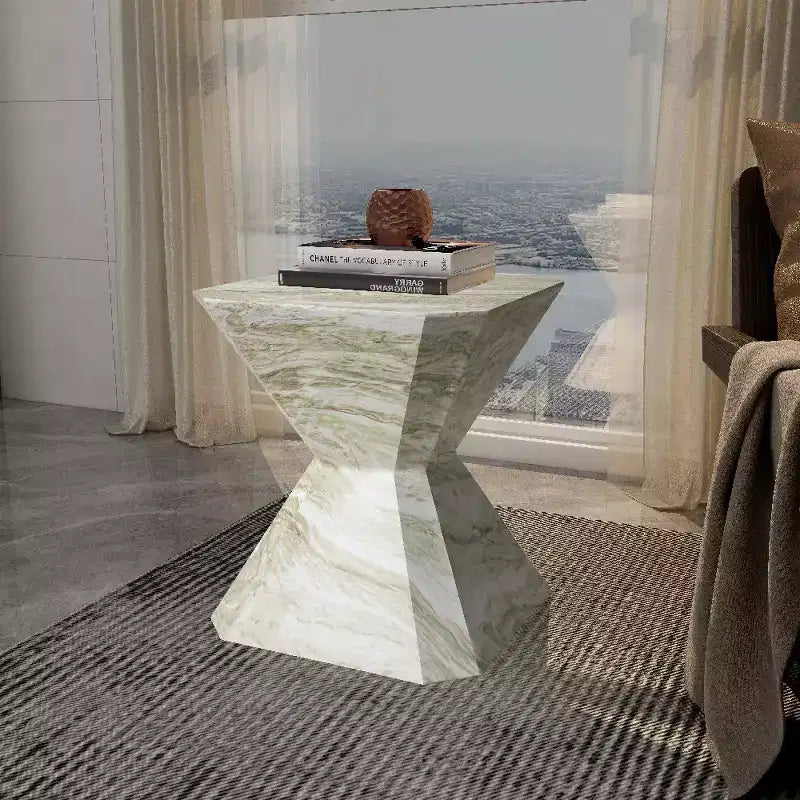 Modern Geometric Side Table - Fiberstone Accent Table or Nightstand