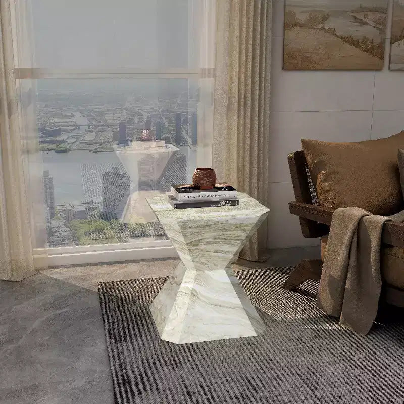 Modern Geometric Side Table - Fiberstone Accent Table or Nightstand