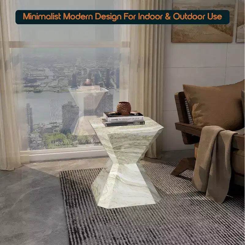 Modern Geometric Side Table - Fiberstone Accent Table or Nightstand