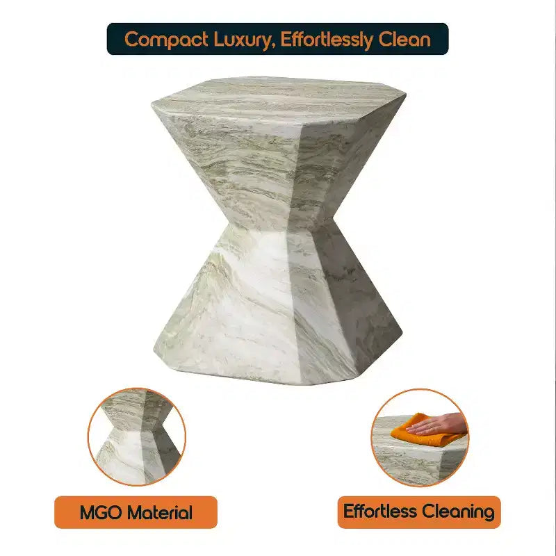 Modern Geometric Side Table - Fiberstone Accent Table or Nightstand