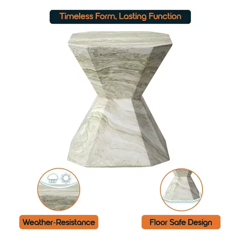 Modern Geometric Side Table - Fiberstone Accent Table or Nightstand