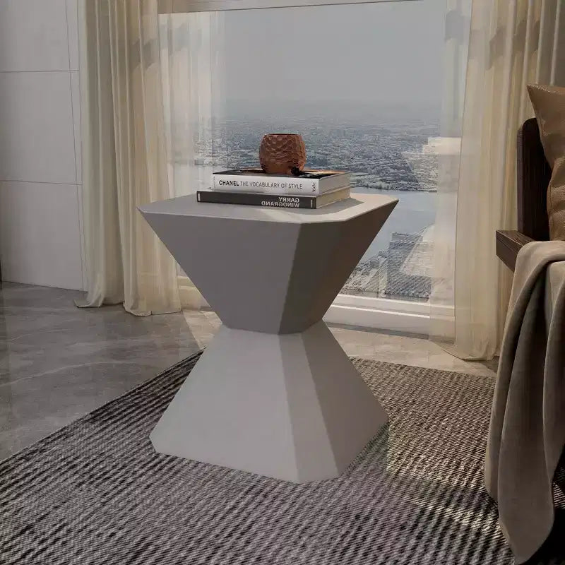 Modern Geometric Side Table - Fiberstone Accent Table or Nightstand