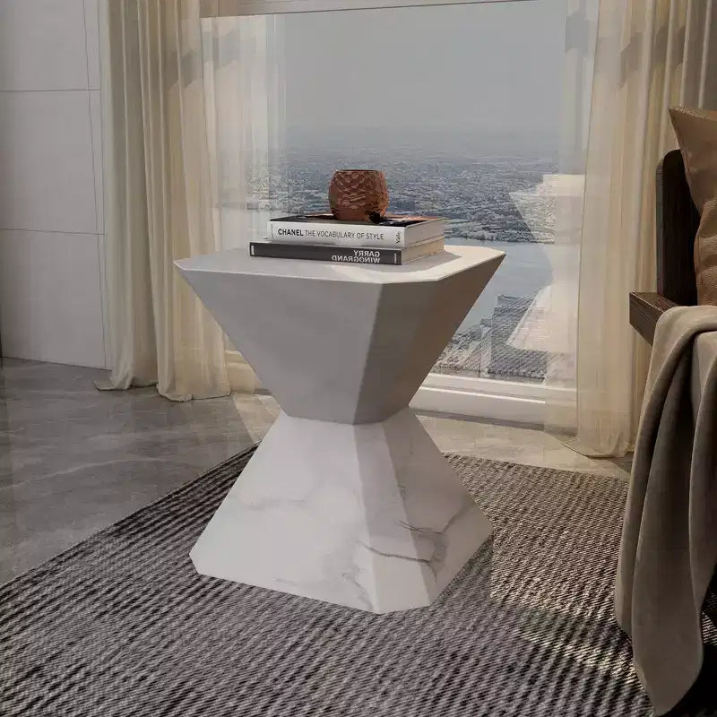 Modern Geometric Side Table - Fiberstone Accent Table or Nightstand
