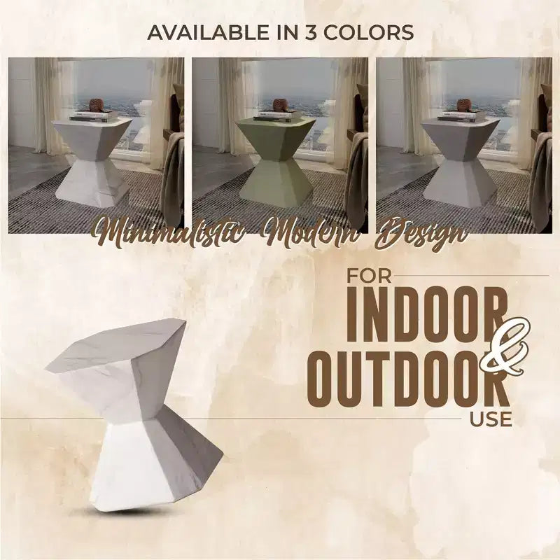 Modern Geometric Side Table - Fiberstone Accent Table or Nightstand