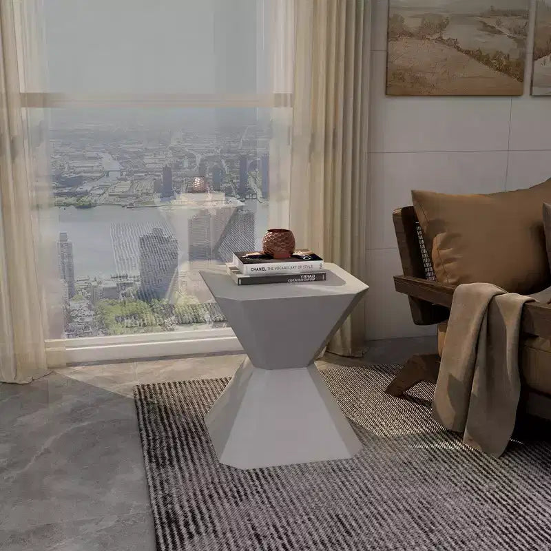Modern Geometric Side Table - Fiberstone Accent Table or Nightstand