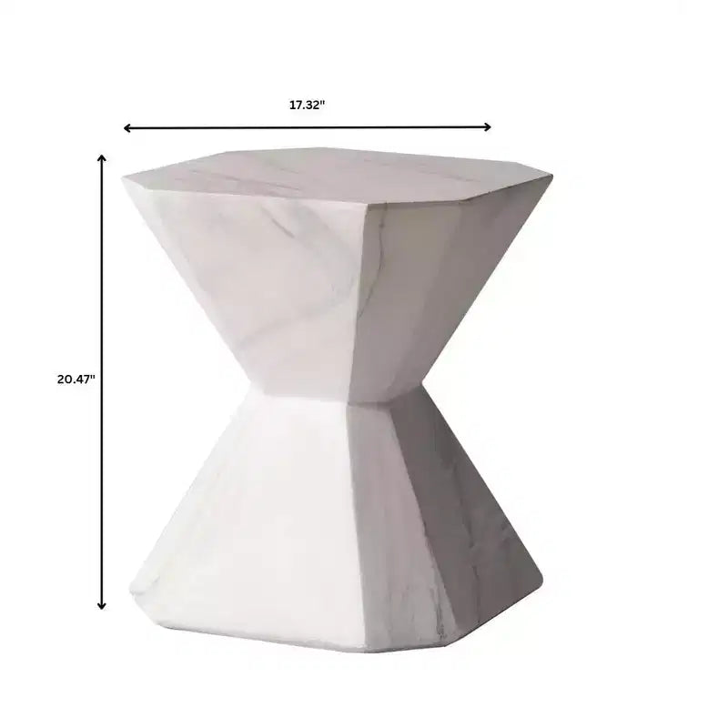 Modern Geometric Side Table - Fiberstone Accent Table or Nightstand