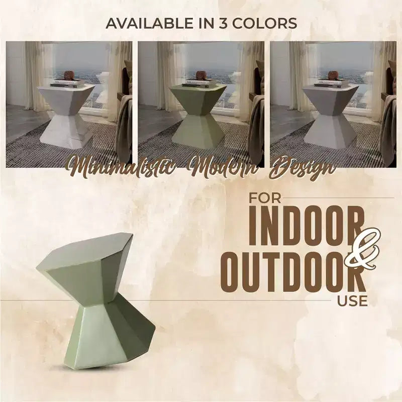 Modern Geometric Side Table - Fiberstone Accent Table or Nightstand