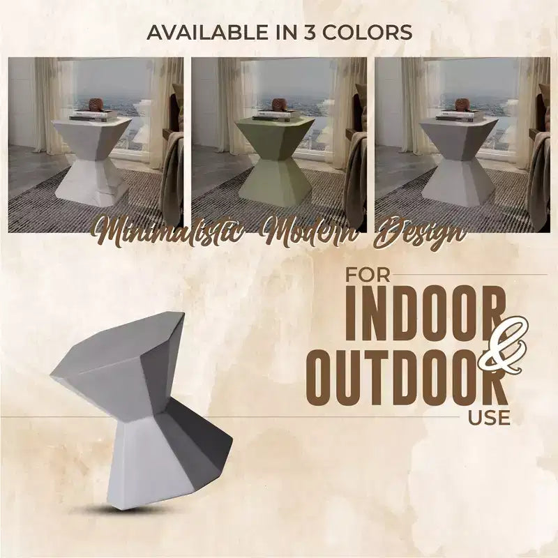 Modern Geometric Side Table - Fiberstone Accent Table or Nightstand