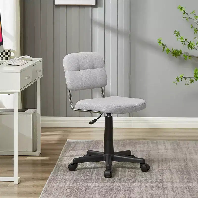 Modern Armless Home Office Chair 360 Degree Rolling Swivel Height Adjustable