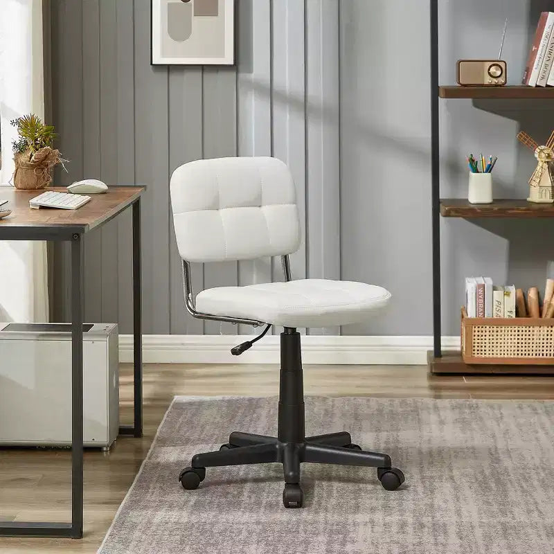Modern Armless Home Office Chair 360 Degree Rolling Swivel Height Adjustable
