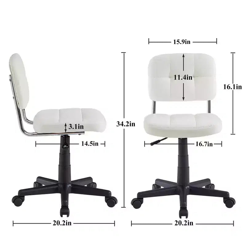 Modern Armless Home Office Chair 360 Degree Rolling Swivel Height Adjustable