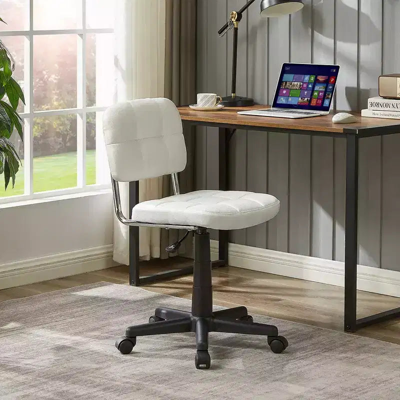 Modern Armless Home Office Chair 360 Degree Rolling Swivel Height Adjustable