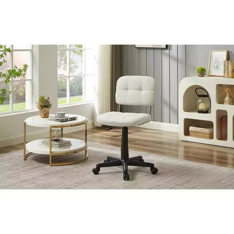 Modern Armless Home Office Chair 360 Degree Rolling Swivel Height Adjustable