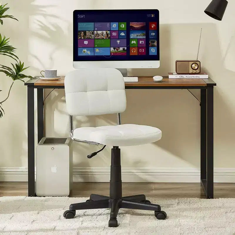 Modern Armless Home Office Chair 360 Degree Rolling Swivel Height Adjustable