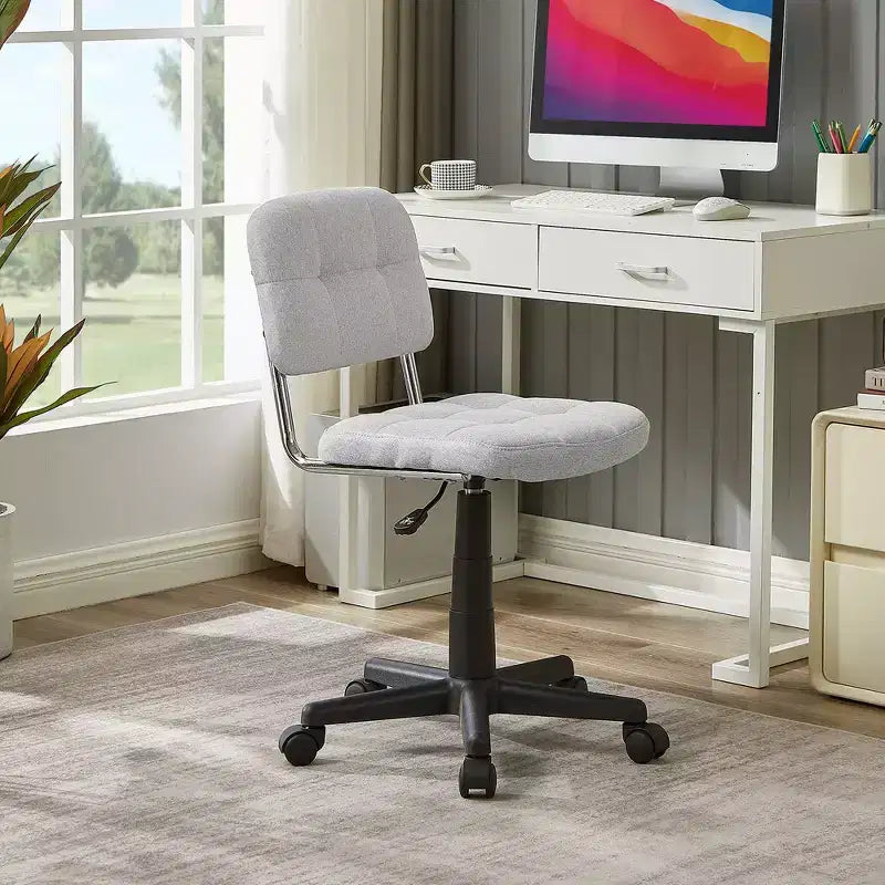 Modern Armless Home Office Chair 360 Degree Rolling Swivel Height Adjustable