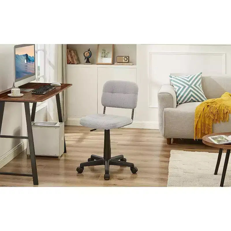 Modern Armless Home Office Chair 360 Degree Rolling Swivel Height Adjustable